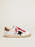 Super-Star sneakers with leopard-print heel tab and red laces