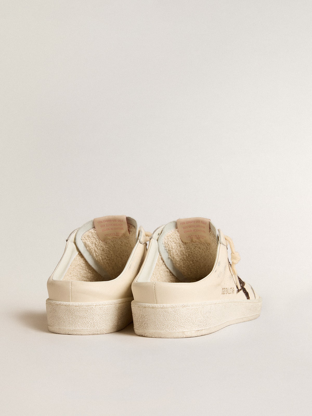 Sabot Ball Star in nappa avorio con stella glitter bronzo